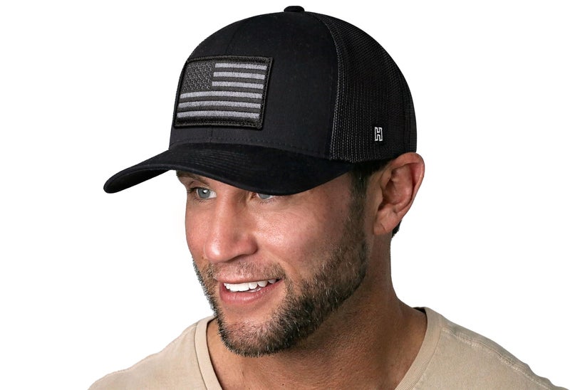 HAKA American Flag Black Trucker Hat â€“ Tactical USA Flag Mesh Snapback Cap for Men, Women & Golf, Patriotic Baseball Dad Hat - Image 3